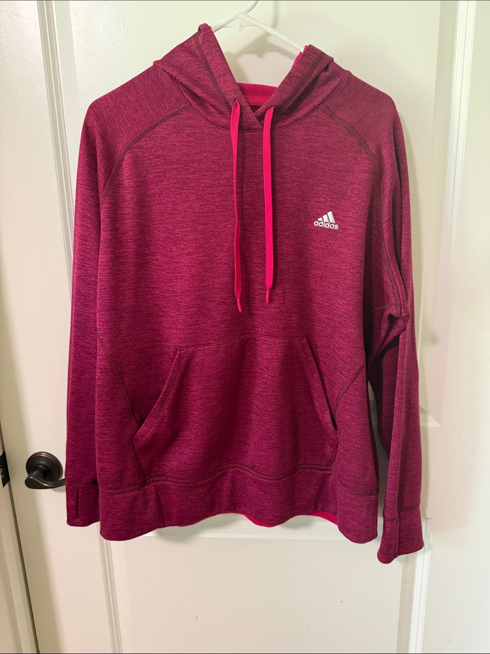 adidas Women's Maroon/Pink Pullover Hoodie